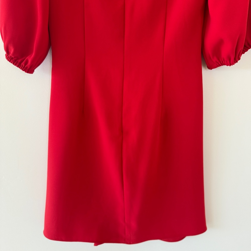 Amanda Uprichard Susannah Red Puff Sleeve Twist Front Mini Dress Women’s S - Picture 10 of 11